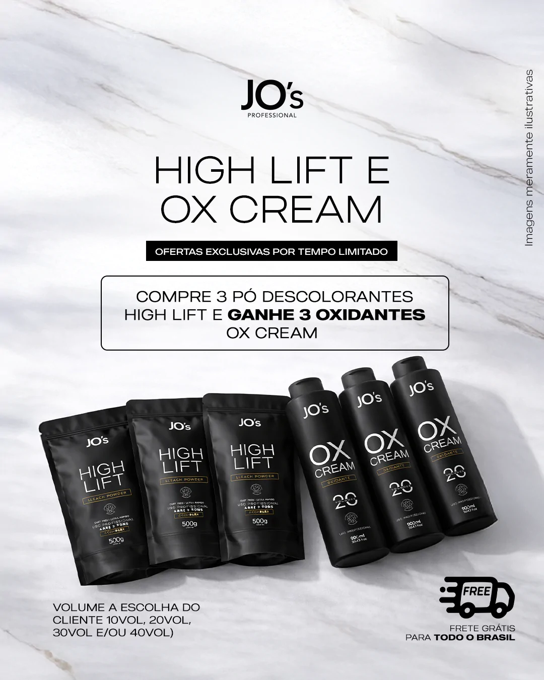 Combo Pó Descolorante e OX Jo's: Compre 3 Ganhe 3